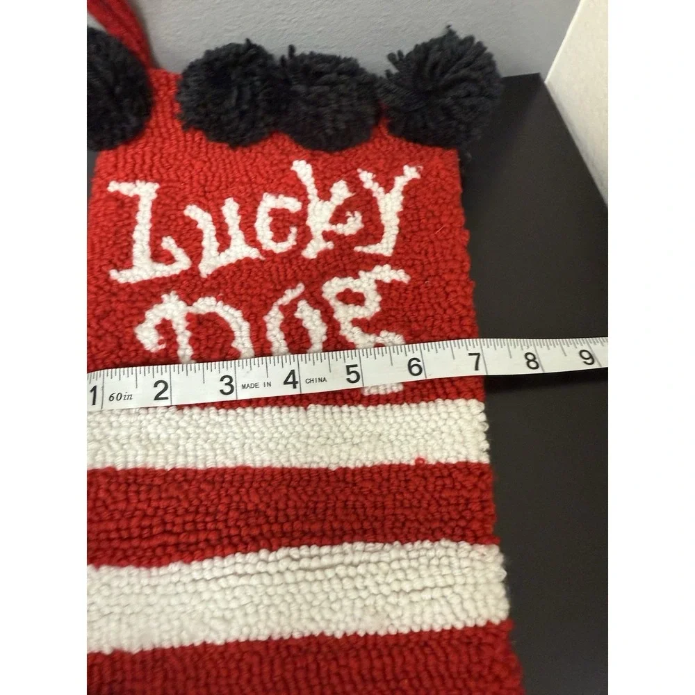 Lucky Dog Christmas Pom Pom Stocking Snoopy Peanuts Missing One Pom Pom